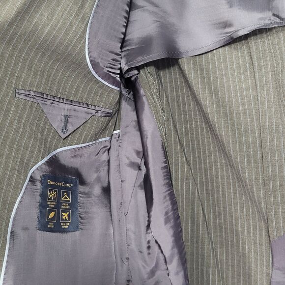 Brooks Brothers Fitzgerald Men's 46R Brooks Cool Grey Striped Jacket Sport Coat - Picture 14 of 15